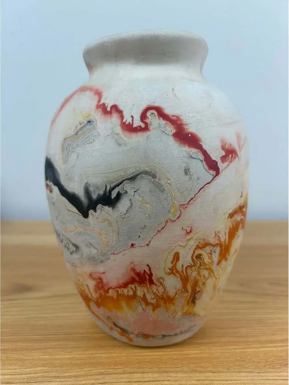 Nemadji Art Pottery Handcrafted Native American Red Black Line Pattern  7
